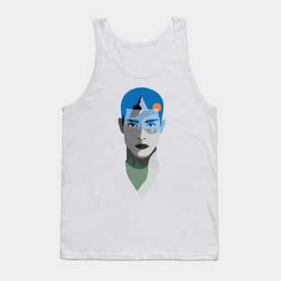 Wild Boy Mountain Moon Forest Illustration Tank Top